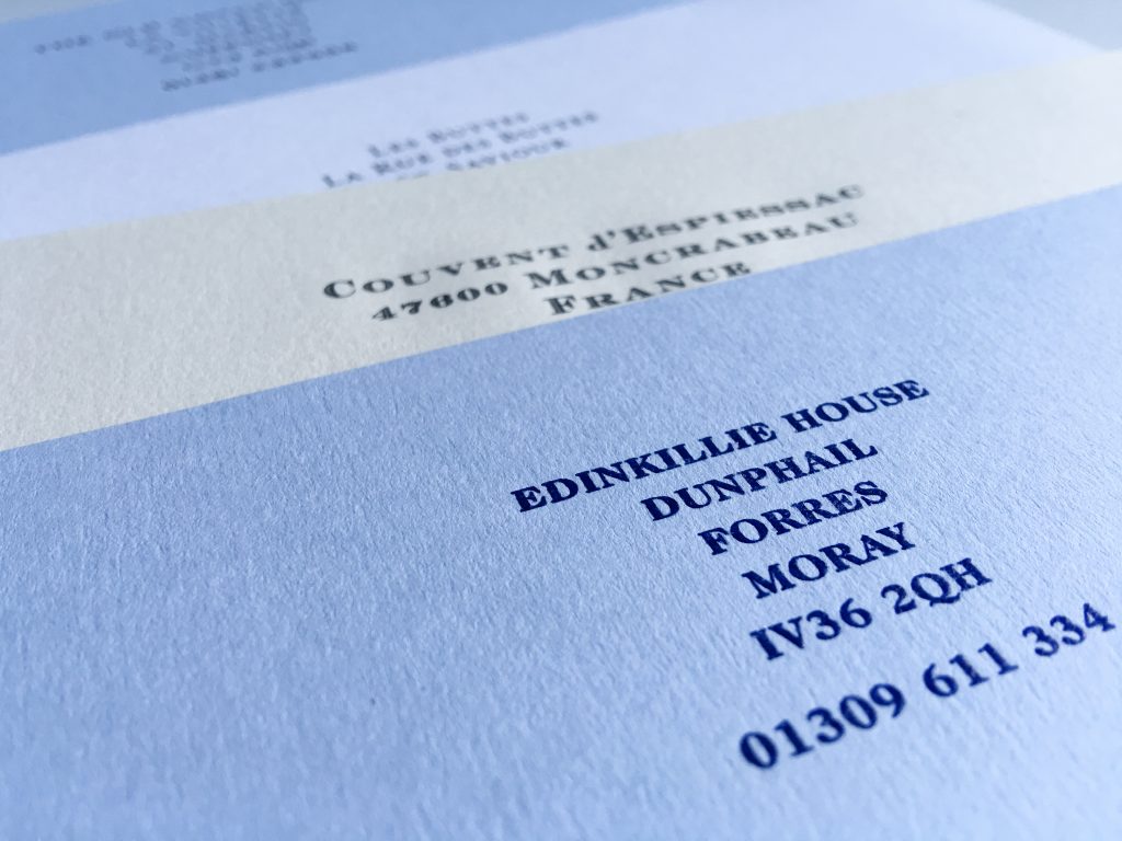 Engraved writing paper for personal stationery.