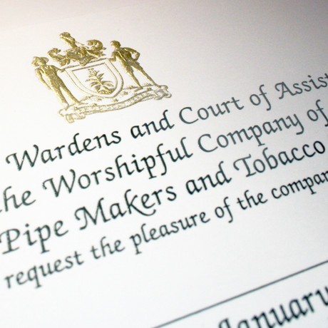 Thermographed text on invitations.