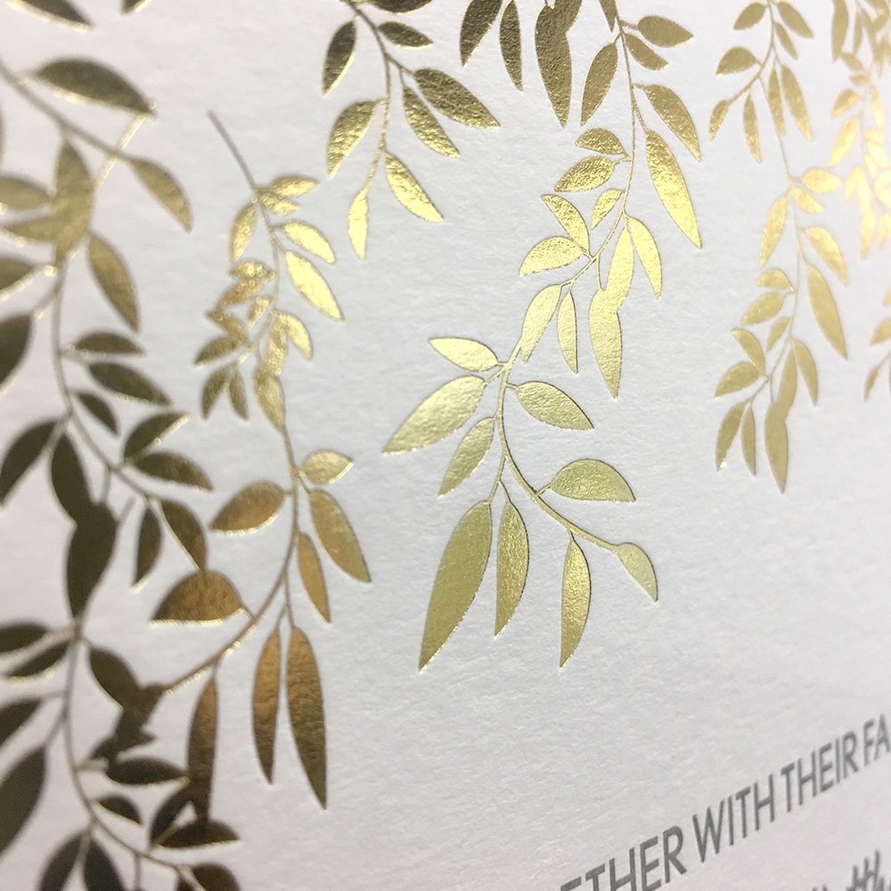 Foiled invitation for wedding stationery or personal stationery.
