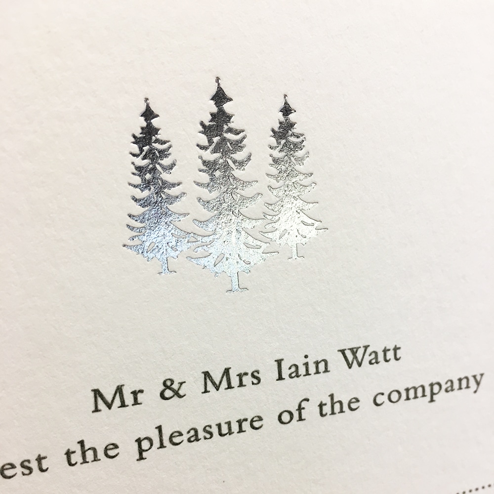 Foiled invitation for wedding stationery or personal stationery.